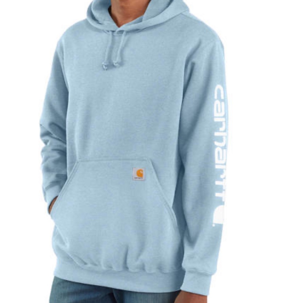 Mens Carhartt Logo Hoodie Tourmaline
Heather